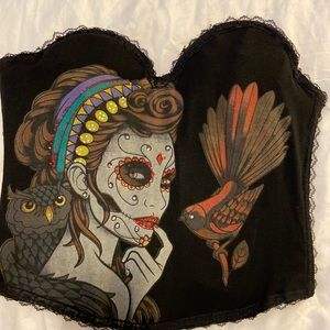 Day of the dead corset crop top